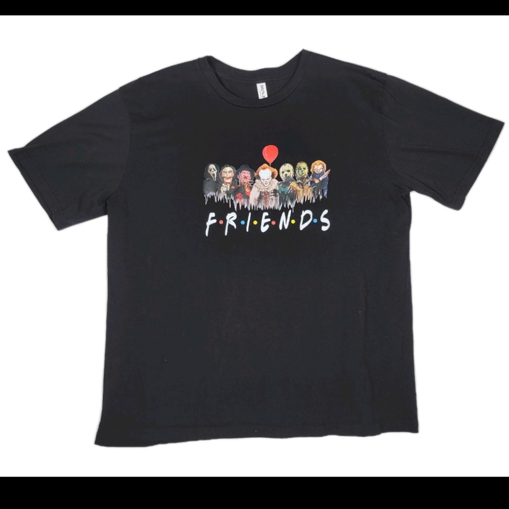 Horror Characters "Friends" T-shirt Size XL NWOT Black Halloween Movies Funny